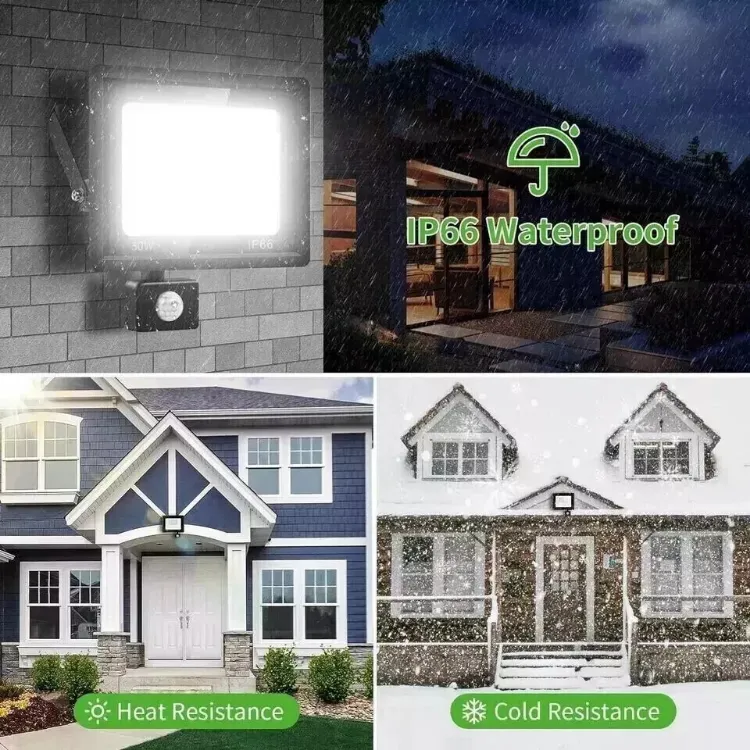 Picture of 30W Security Lights Outdoor with IR Remote Control, PIR Motion Sensor, 3000LM 6000K Cool White LED Floodlights, IP66 Waterproof Wall Light for Garden