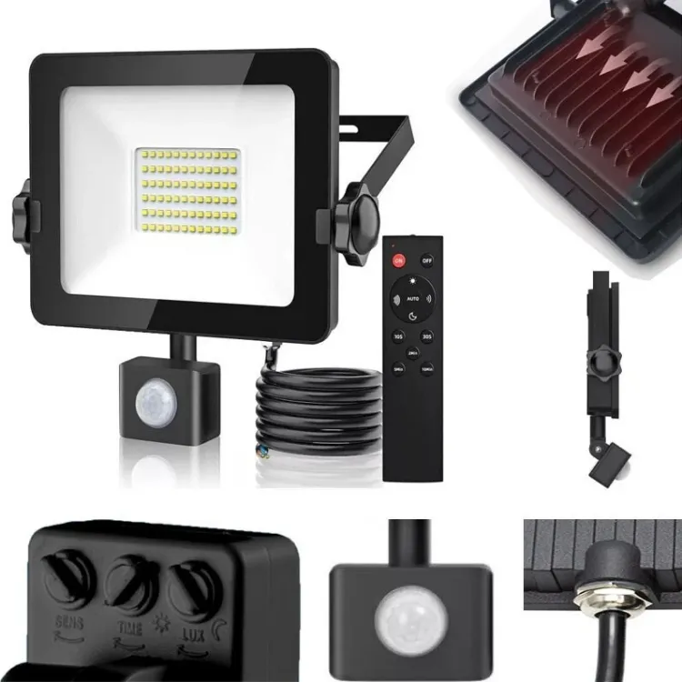 Picture of 30W Security Lights Outdoor with IR Remote Control, PIR Motion Sensor, 3000LM 6000K Cool White LED Floodlights, IP66 Waterproof Wall Light for Garden