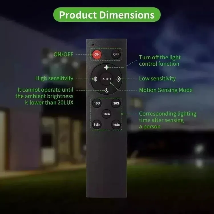 Picture of 30W Security Lights Outdoor with IR Remote Control, PIR Motion Sensor, 3000LM 6000K Cool White LED Floodlights, IP66 Waterproof Wall Light for Garden