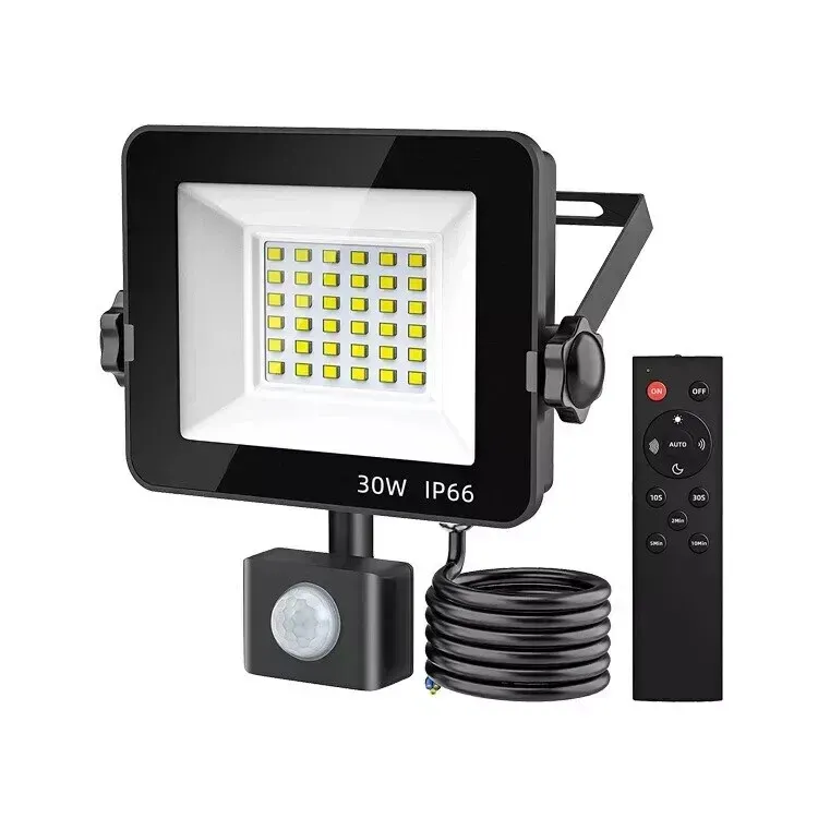 Picture of 30W Security Lights Outdoor with IR Remote Control, PIR Motion Sensor, 3000LM 6000K Cool White LED Floodlights, IP66 Waterproof Wall Light for Garden