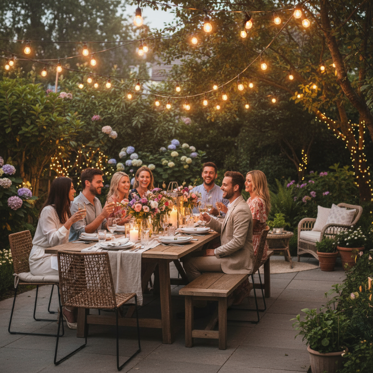 Picture of Festoon Lights Mains Powered, 48FT LED S14 Garden Lighting with 15 Bulbs, Shatterproof LED Bulbs