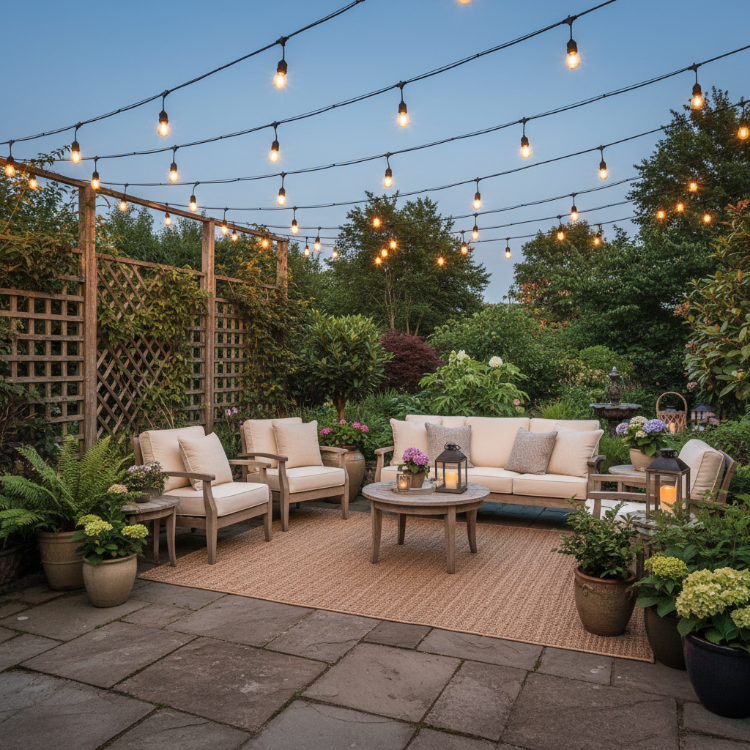 Picture of Festoon Lights Mains Powered, 48FT LED S14 Garden Lighting with 15 Bulbs, Shatterproof LED Bulbs