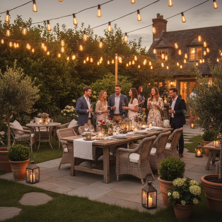 Picture of 49ft Festoon Lights, Outdoor Garden Patio String Lights Mains Powered, 3000K Warm White, ST64 Waterproof LED String Lights