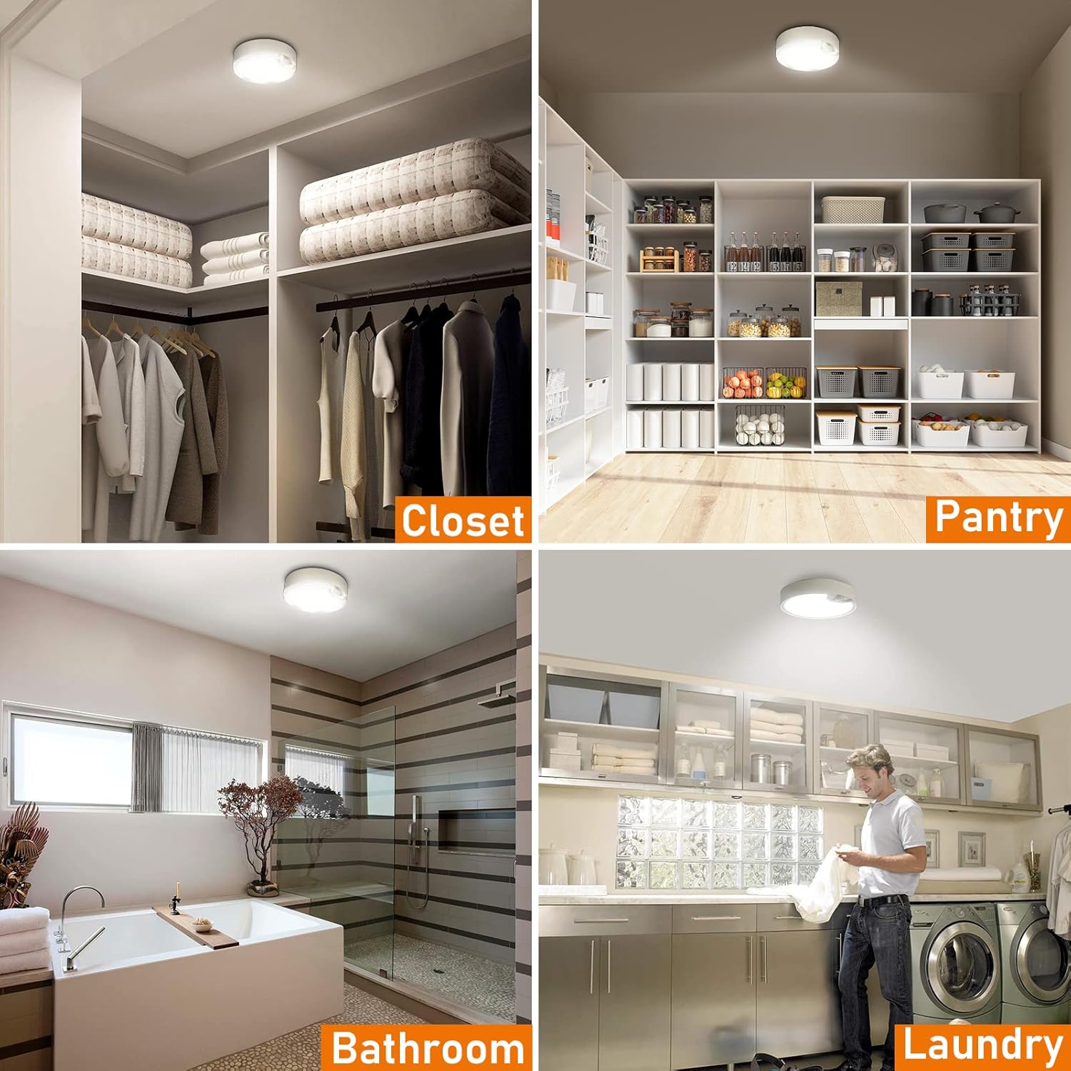 LED Motion Sensor Ceiling Light for Indoor– Easy Install & Smart ...