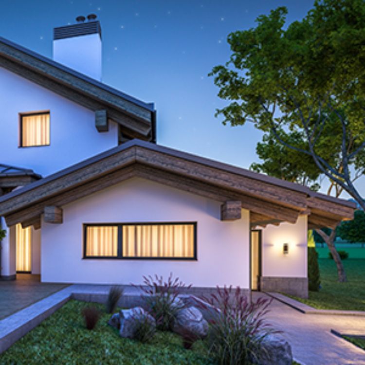 Black up-down wall light for modern outdoor décor.