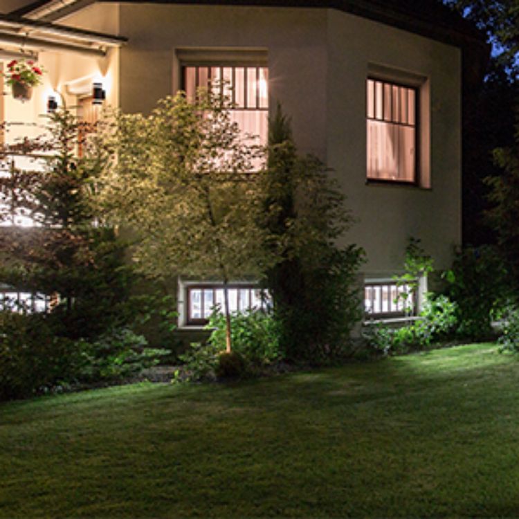 Durable outdoor LED light for courtyards and entrances.