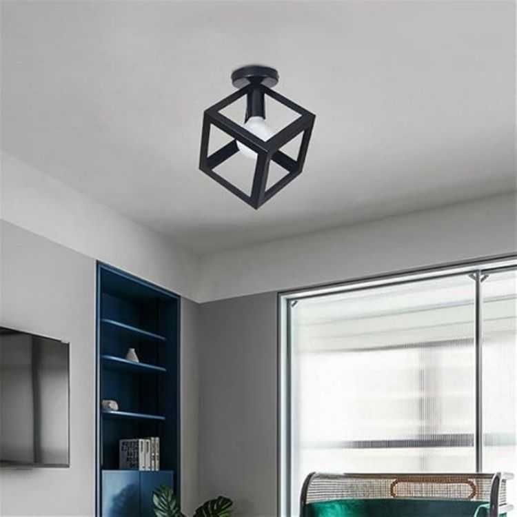Retro geometric cube ceiling light indoor