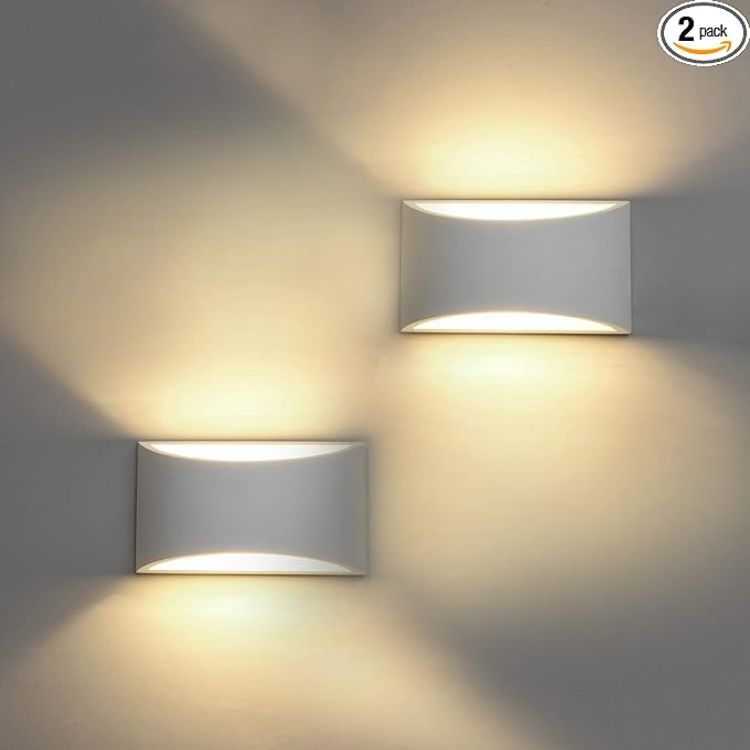 White plaster LED wall lamp for living room and bedroom