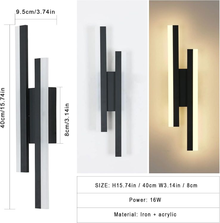 16W warm white LED wall sconce with acrylic diffuser