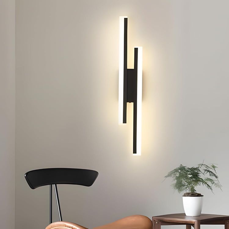 Contemporary black LED wall lamp for living room interior