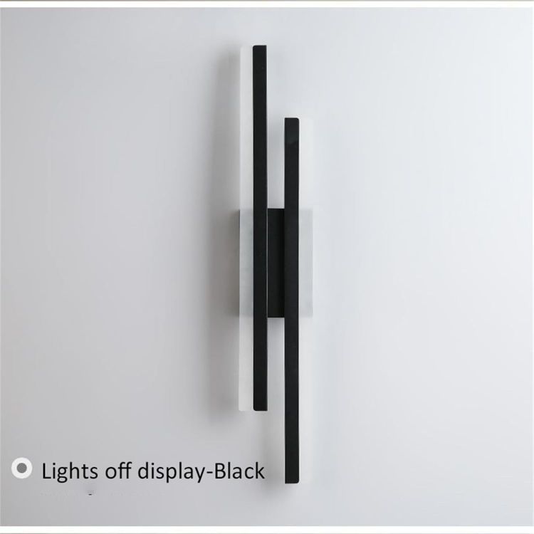 Modern black LED wall light with double line geometric design