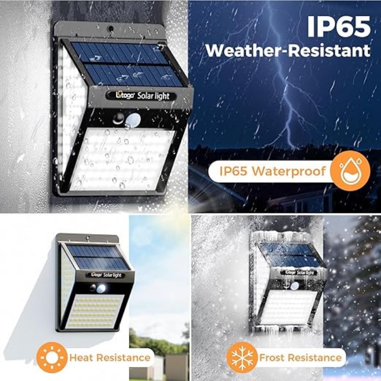 Waterproof Wide-Angle Solar Wall Light for Garden and PathwayWaterproof Wide-Angle Solar Wall Light for Garden and Pathway