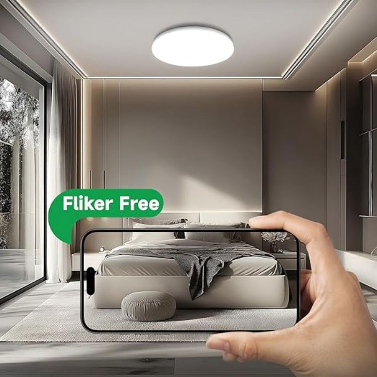 Slim White Ceiling Light with 6000K Bright Daylight