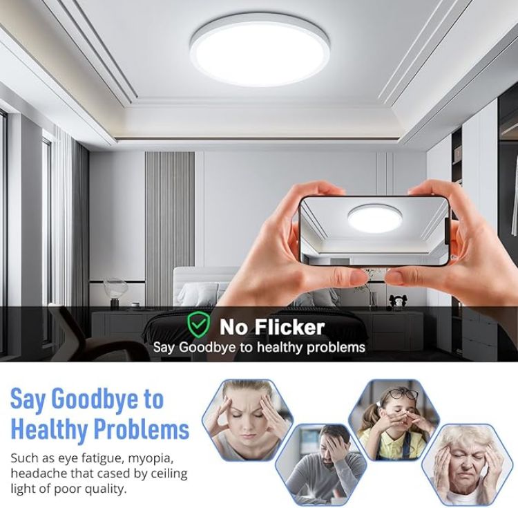 24W Round LED Ceiling Light with Adjustable 3000K to 6000K