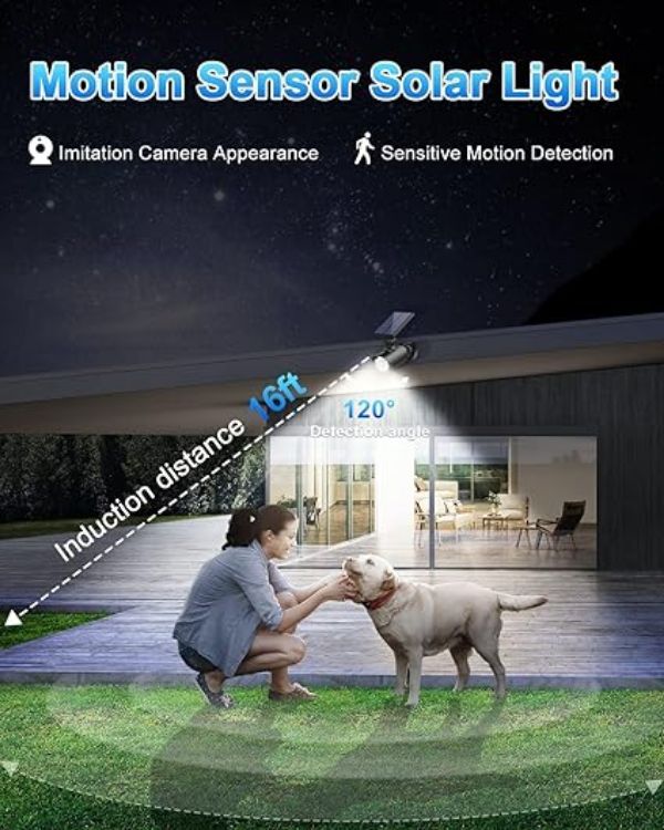 Solar powered fake security camera light for garden and driveway