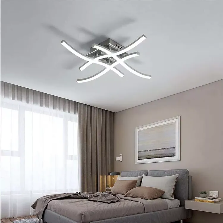 Modern wave-shaped LED ceiling light in black aluminum alloy
