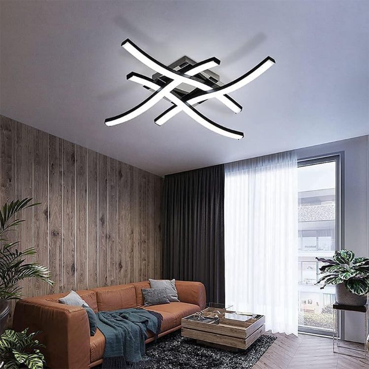 Elegant black wave design ceiling lamp for living room and bedroom