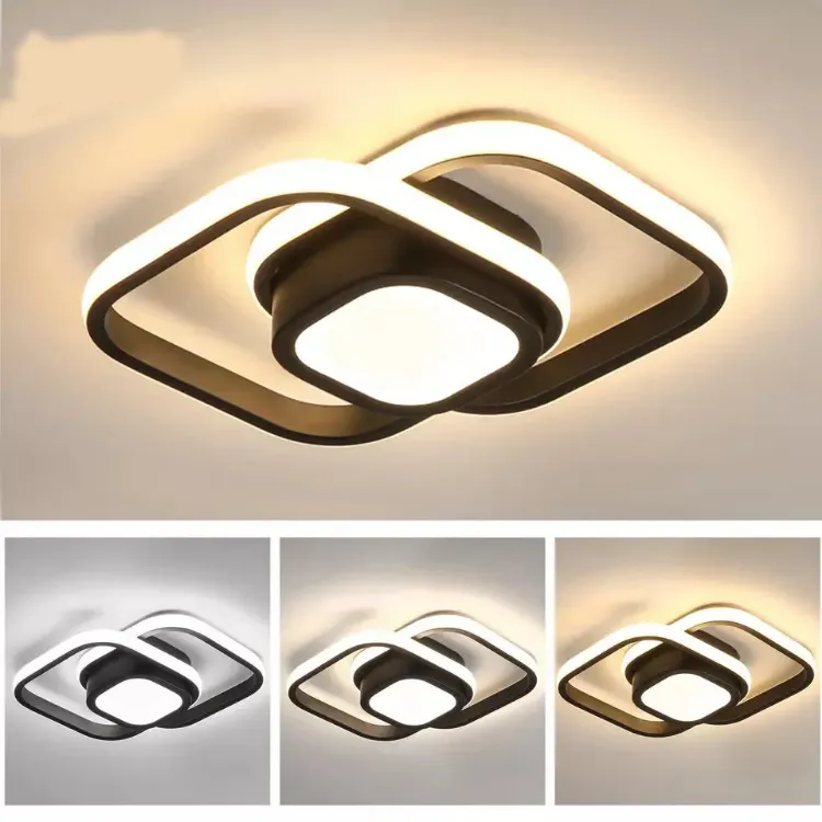 Modern 34W dimmable double square LED ceiling light for living room