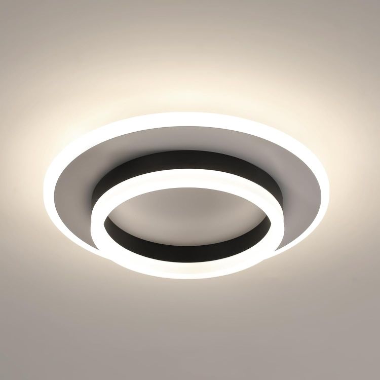 28W Round LED Ceiling Light with Acrylic Shade in White and Black