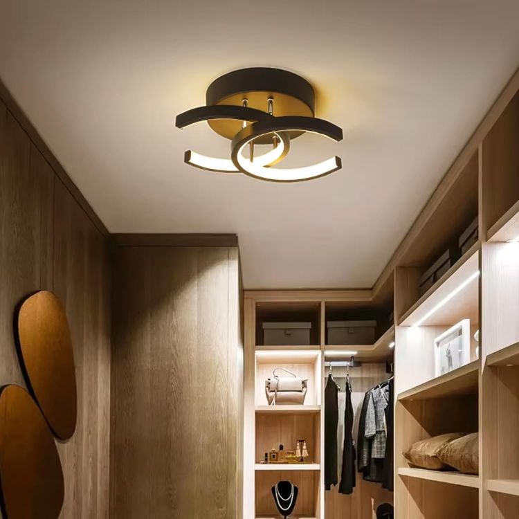 Black Metal LED Ceiling Light for Hallway and Office