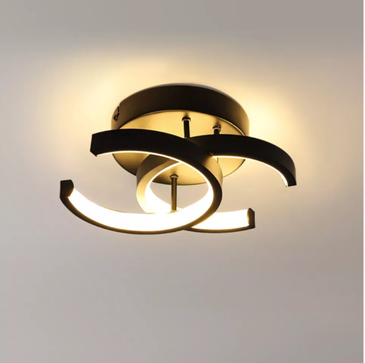 18W 2-Light LED Ceiling Light Black Flush Mount for Living Room