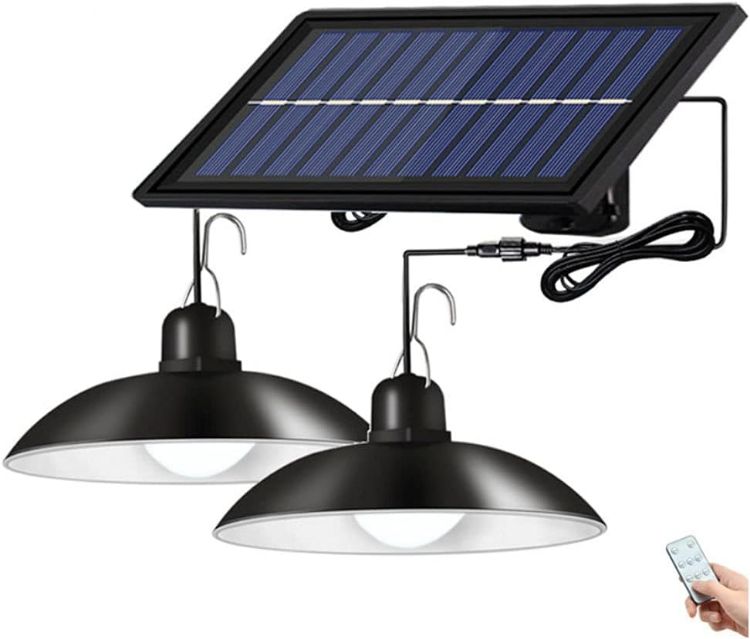 Solar Pendant Light Double Head with IP65 Waterproof