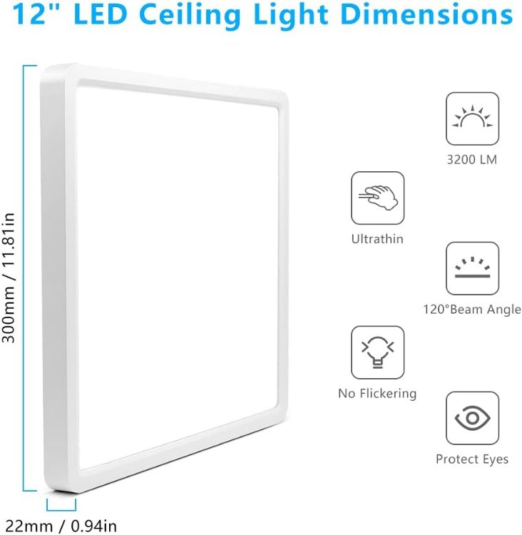 Slim Flush Mount LED Ceiling Lamp for Bedroom and Kitchen