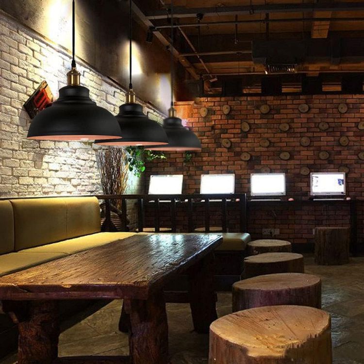 Industrial Kitchen Pendant Lamp – Black Metal Hanging Light