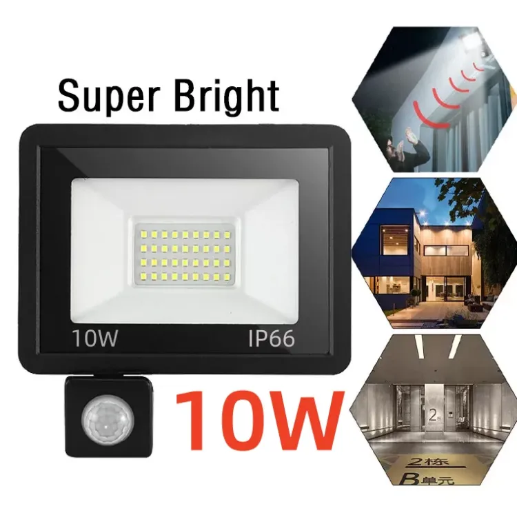 10W LED Floodlight with PIR Motion Sensor for Outdoor Security