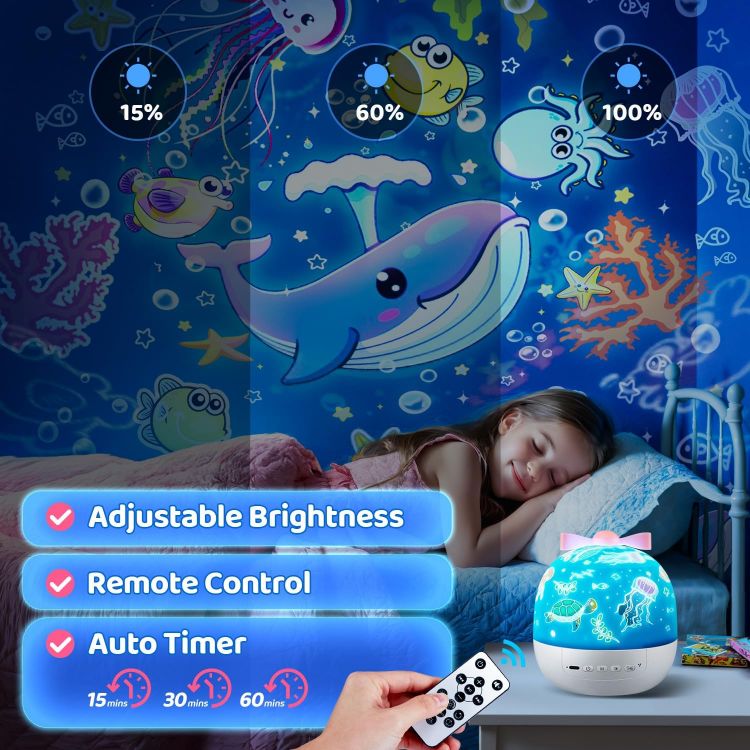 Bright and eye-friendly kids sensory projector night light