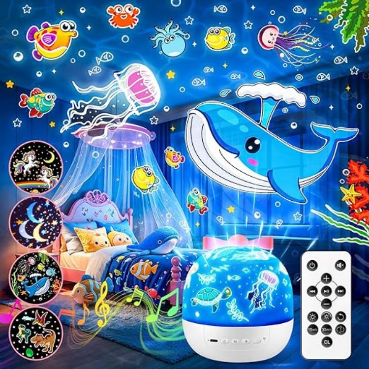 USB rechargeable kids night light with 10 soothing white noises