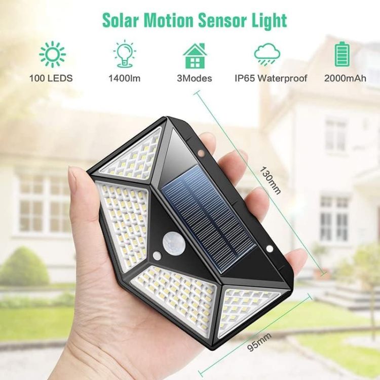 Solar-Powered LED Wall Light with Motion Detection – Patio, Porch & Backyard Security Lights