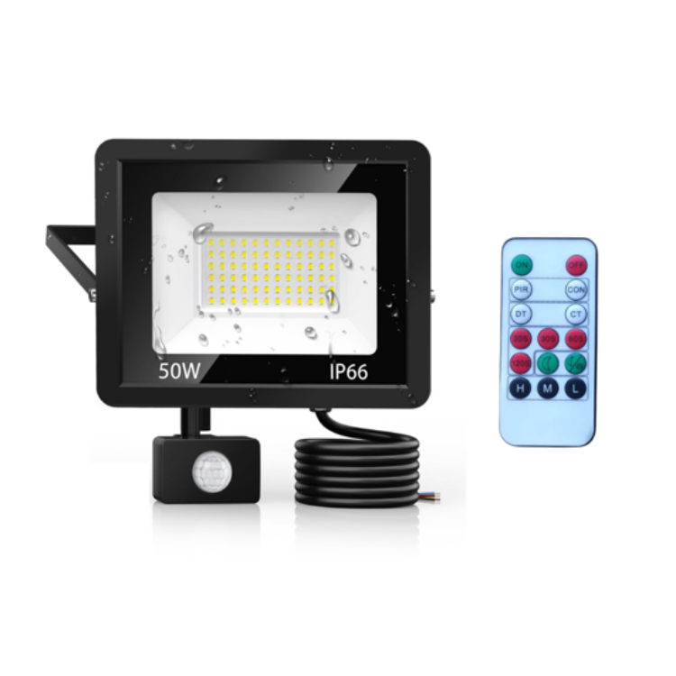 50W LED outdoor security light with PIR motion sensor and remote control