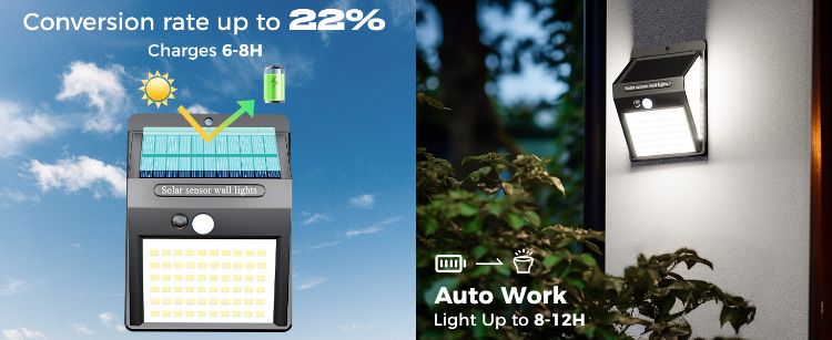 IP65 waterproof solar wall light for backyard and pathways