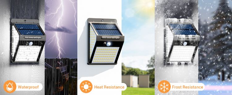 800 lumens solar powered outdoor security light with PIR sensor