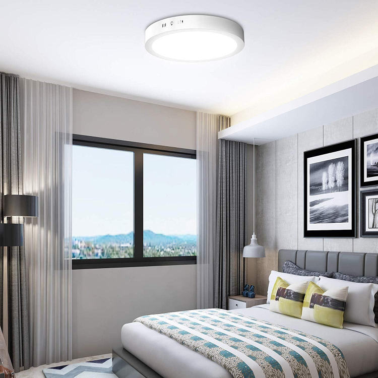 Energy-saving LED round ceiling lamp for indoor spaces