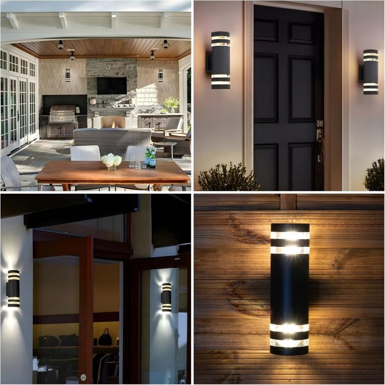 Black outdoor wall sconce IP44 for balcony and porch