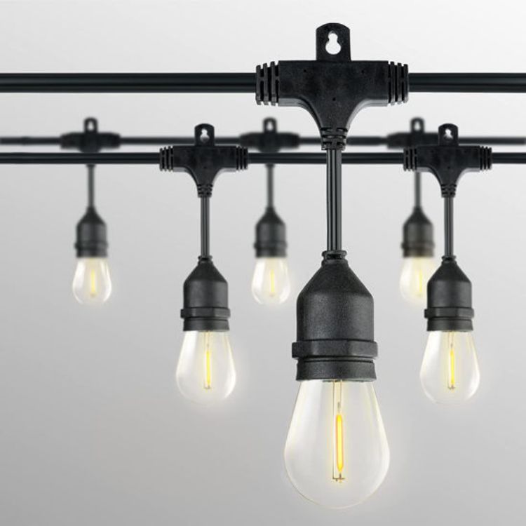 Connectable 48ft outdoor string lights for wedding and parties