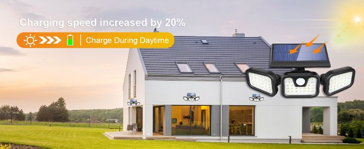 3 Head Solar Motion Sensor Security Light – 74 LED IP65 Waterproof