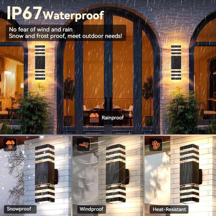 Weather-resistant up down wall light for home exterior