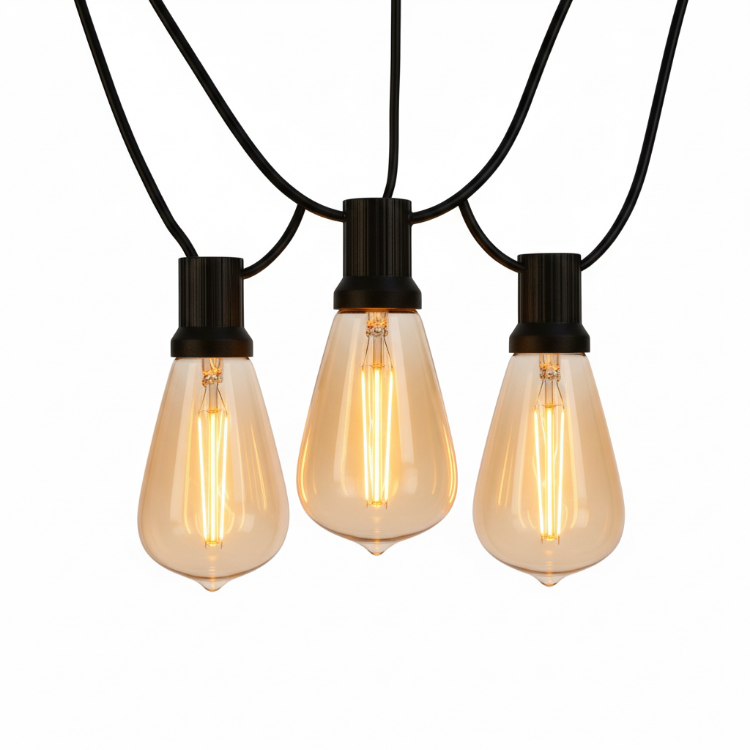 Festoon String Lights with ST64 LED Bulbs - Warm White Outdoor Garden Lighting