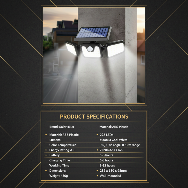 Solar Security Light Technical Specifications and Features