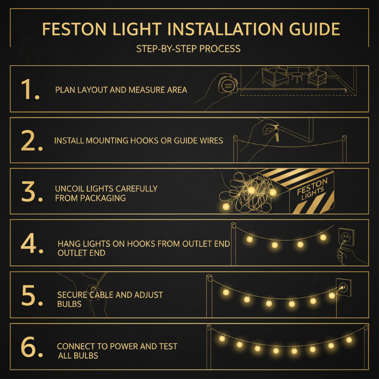 How to Install Festoon String Lights - Easy 5 Step Installation Process