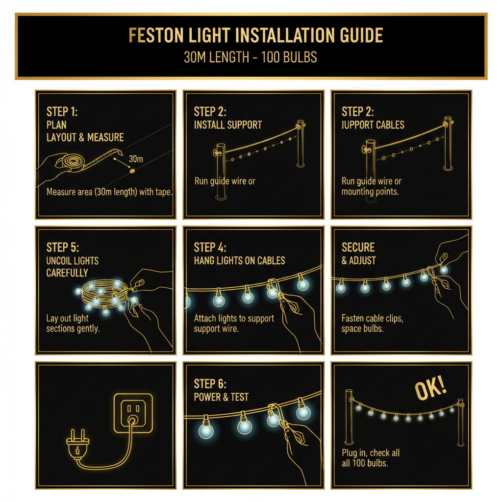30m Festoon String Lights 100 ST64 LED Bulbs 80W - Warm White 3000K ...