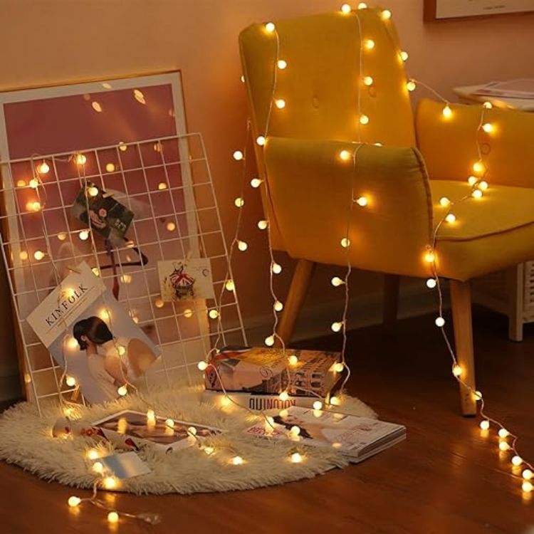  15m Globe Fairy Lights Christmas Decoration - Festive Holiday Lighting for Living Room