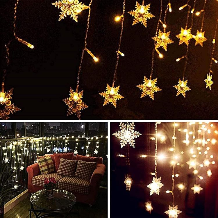 Snowflake Curtain LED Lights Applications Christmas Holiday Window Wall Garden Patio Wedding