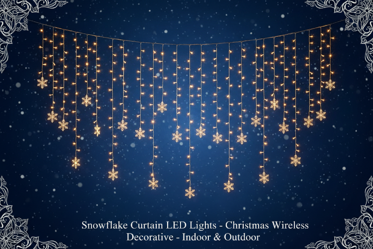 Snowflake Curtain LED Lights Christmas Wireless Decorative Indoor Alpha Light