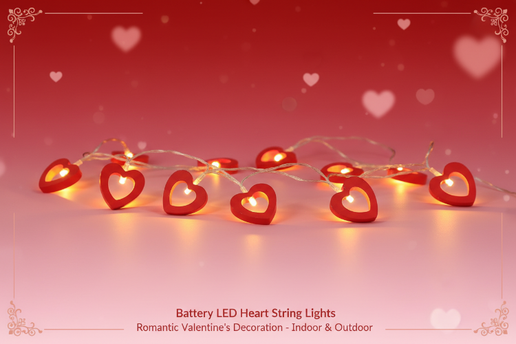 LED Heart String Lights Romantic Valentine's Decoration Indoor 