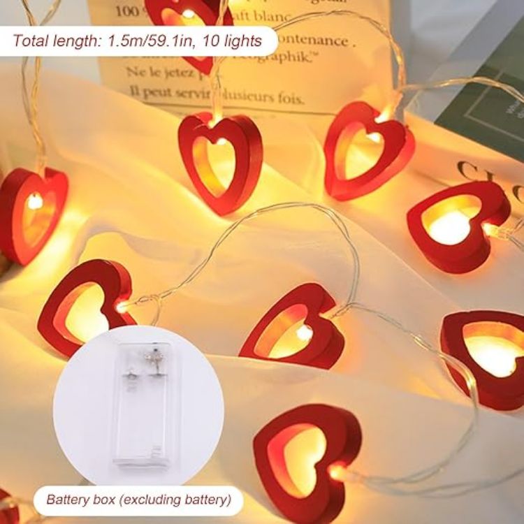 Decorative heart string lights