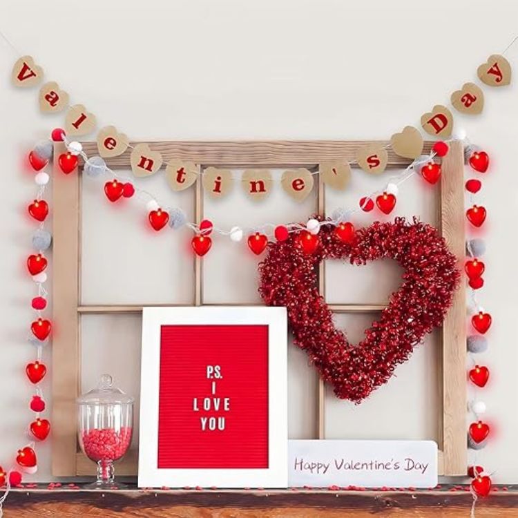 Warm white heart garland fairy lights for Valentine and wedding decoration